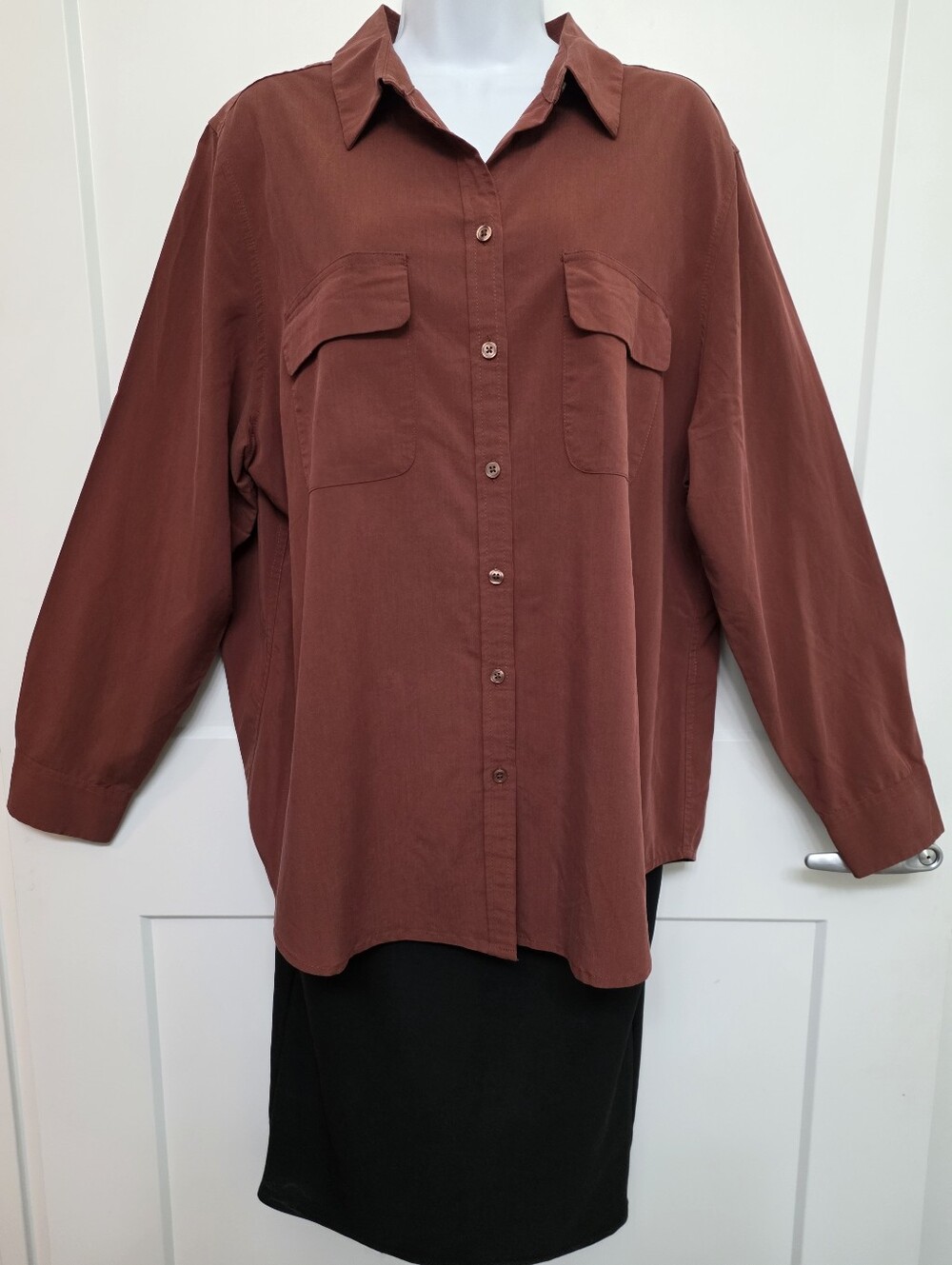 Chico's Women's Relaxed Button-Up Shirt in Rust